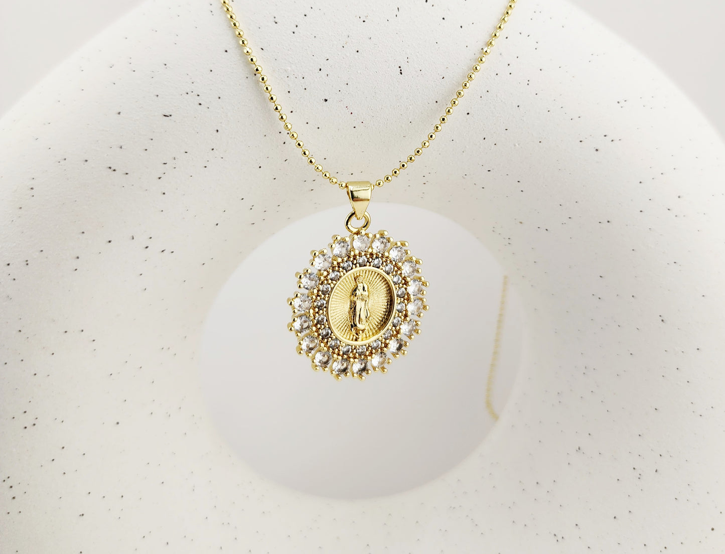 Halo with Brilliant Cubic Zirconias OL of Guadalupe pendant