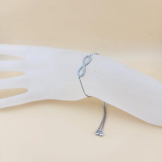 Platinum Plated Infinity Bolo Bracelet