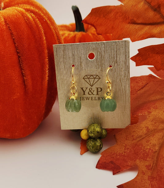 Natural stone pumpkin earrings
