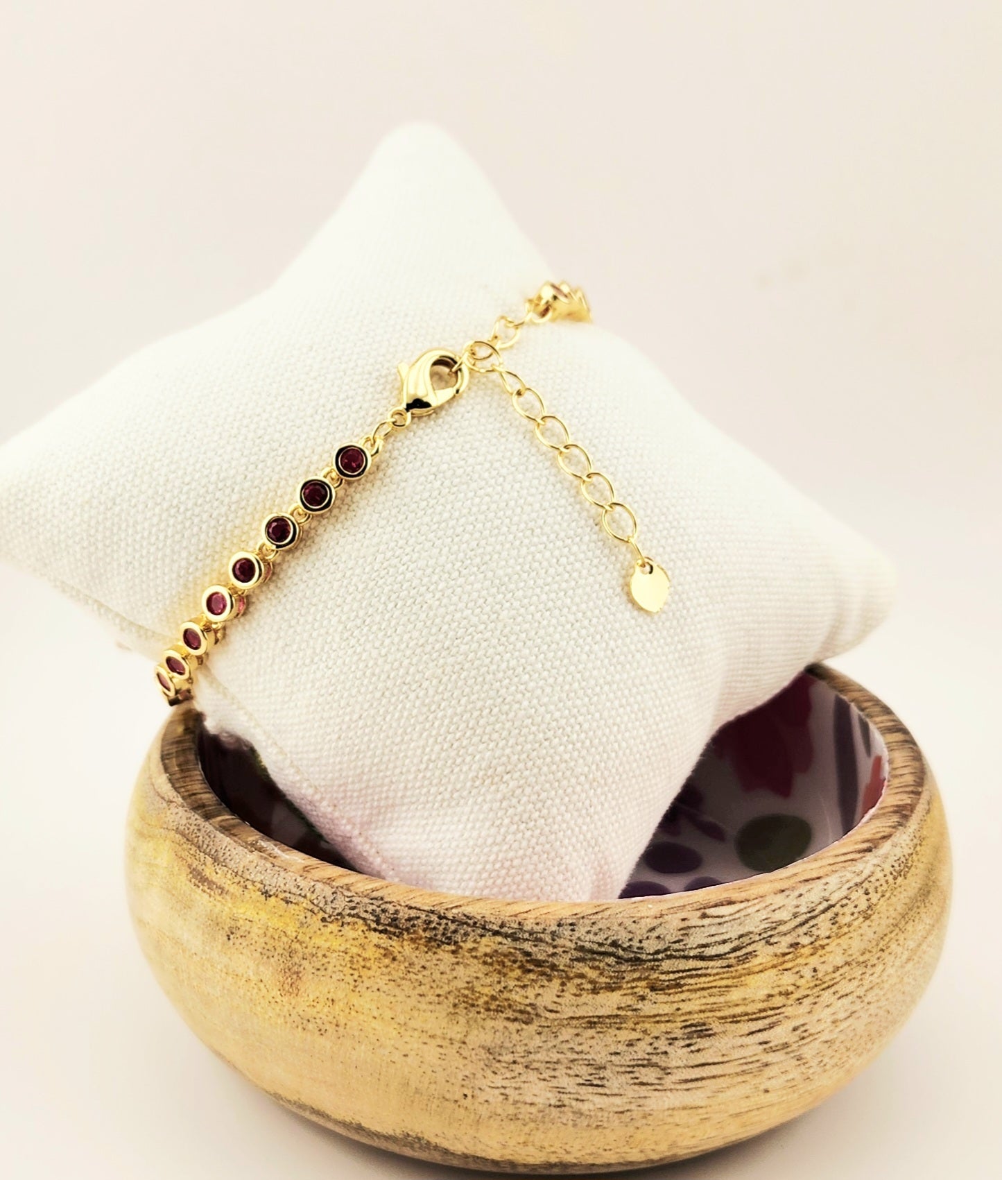 Elegant Gold-Plated Ruby Red Tennis Bracelet