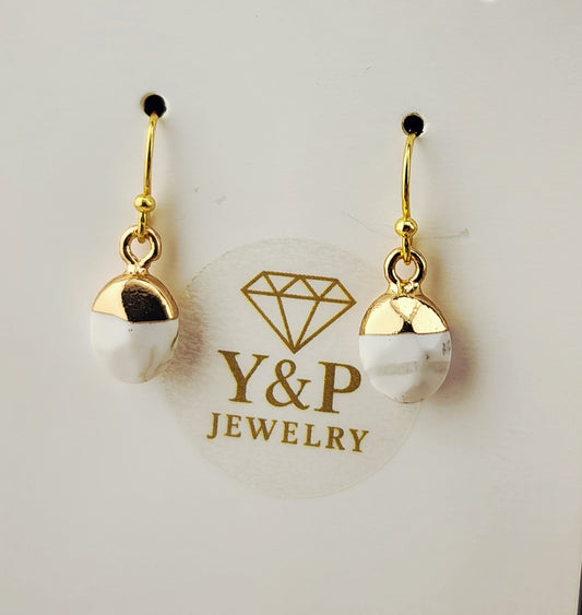 White Howlite Drop Earrings