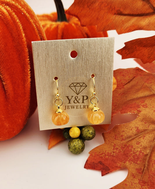 Natural stone pumpkin earrings