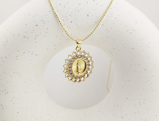 Halo with Brilliant Cubic Zirconias OL of Guadalupe pendant