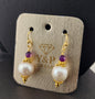 Baroque Pearl & White Agate Earrings with Amethyst Glow