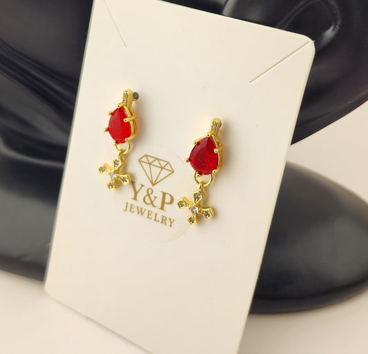 Pear-cut red crystal earrings