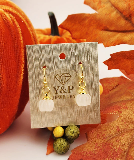 Natural stone pumpkin earrings