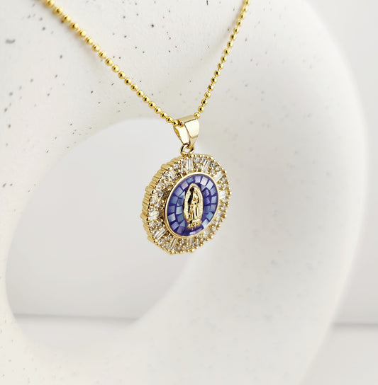 Purple Mosaic Pendant of Our Lady of Guadalupe