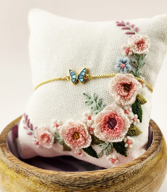 Blue Butterfly slider bracelet