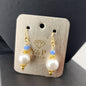 Baroque Pearl & Sodalite Gold Hook Earrings